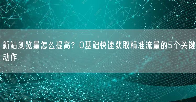 新站浏览量怎么提高？0基础快速获取精准流量的5个关键动作