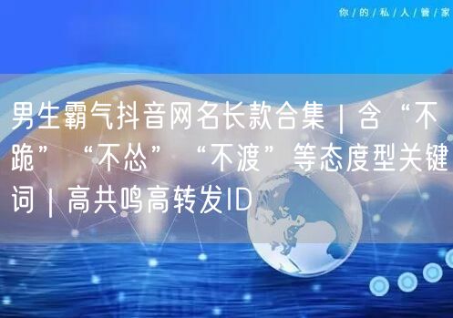 男生霸气抖音网名长款合集｜含“不跪”“不怂”“不渡”等态度型关键词｜高共鸣高转发