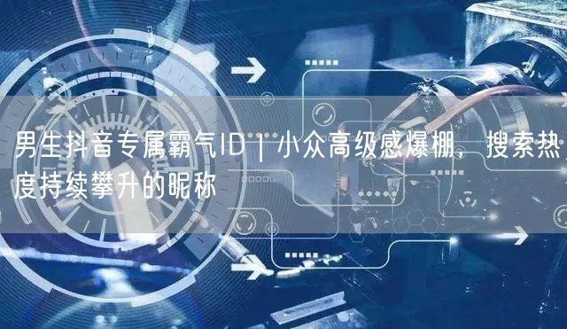 男生抖音专属霸气ID｜小众高级感爆棚，搜索热度持续攀升的昵称