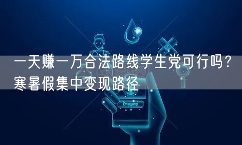 一天赚一万合法路线学生党可行吗？寒暑假集中变现路径