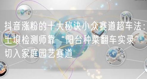 抖音涨粉的十大秘诀小众赛道超车法：土壤检测师靠“阳台种菜翻车实录”切入家庭园艺赛