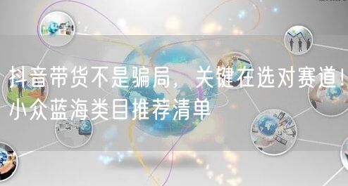 抖音带货不是骗局，关键在选对赛道！小众蓝海类目推荐清单