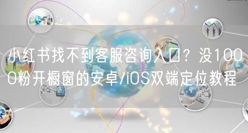 小红书找不到客服咨询入口？没1000粉开橱窗的安卓/iOS双端定位教程